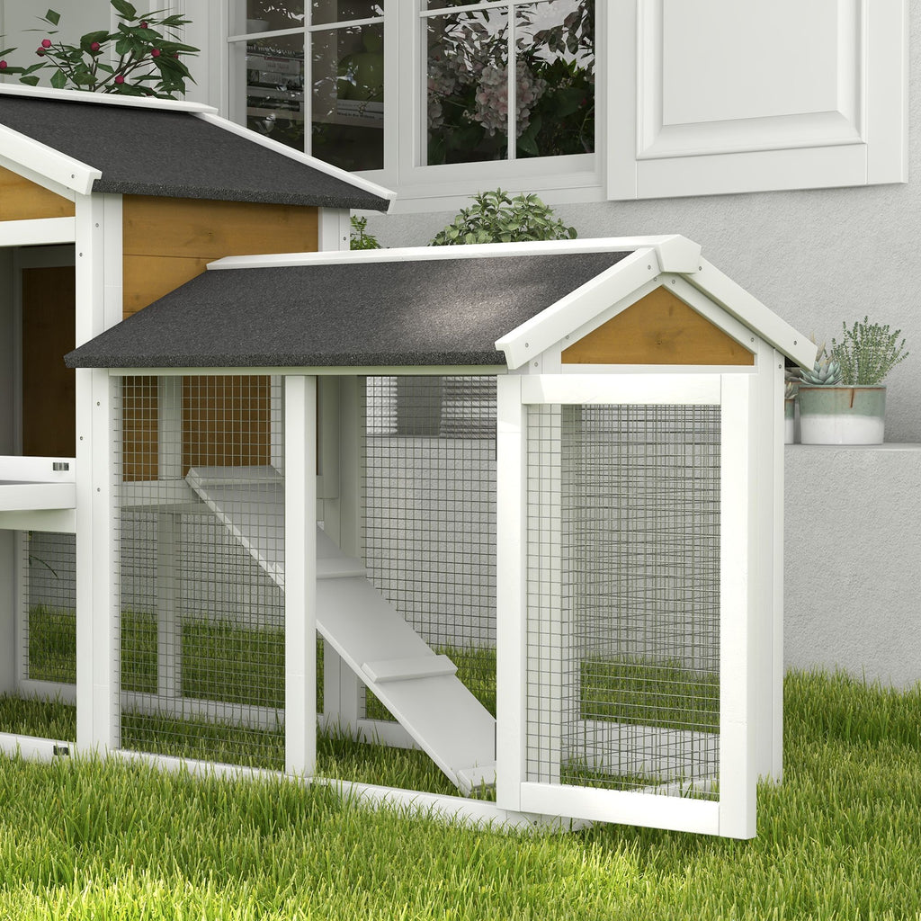 58- furniture-style Rabbit Hutch with Asphalt Roof & Run