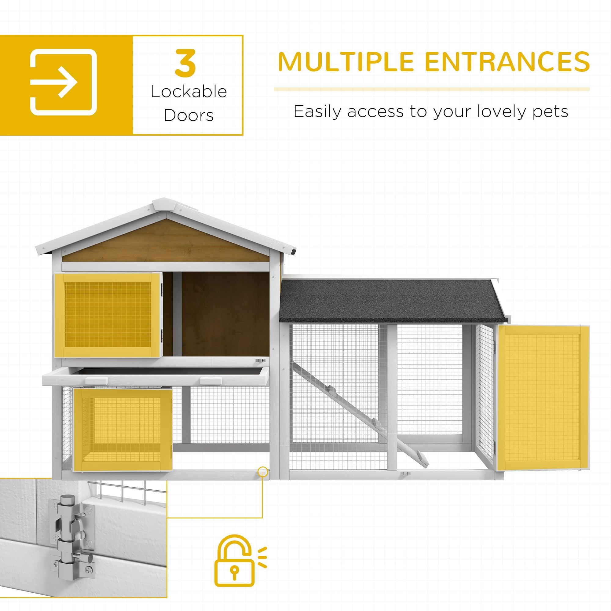 58- furniture-style Rabbit Hutch with Asphalt Roof & Run