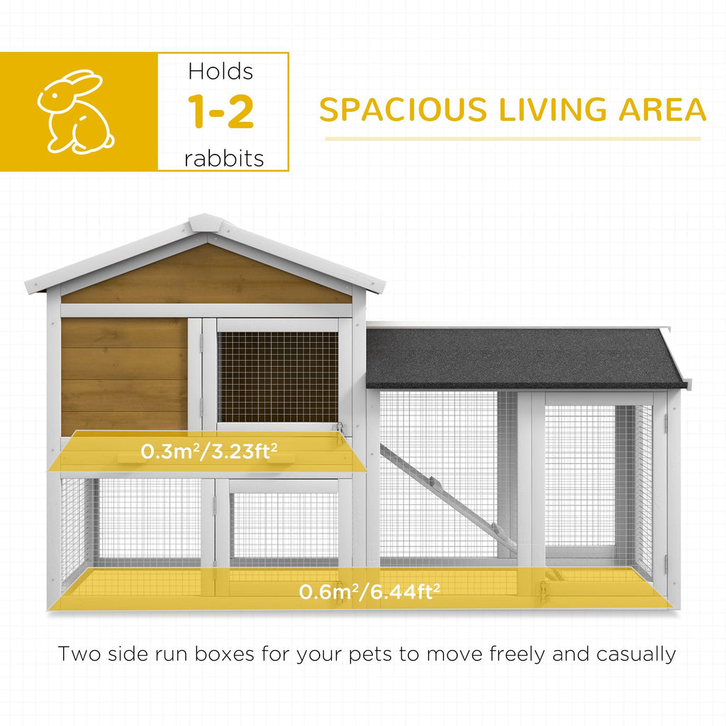 58- furniture-style Rabbit Hutch with Asphalt Roof & Run