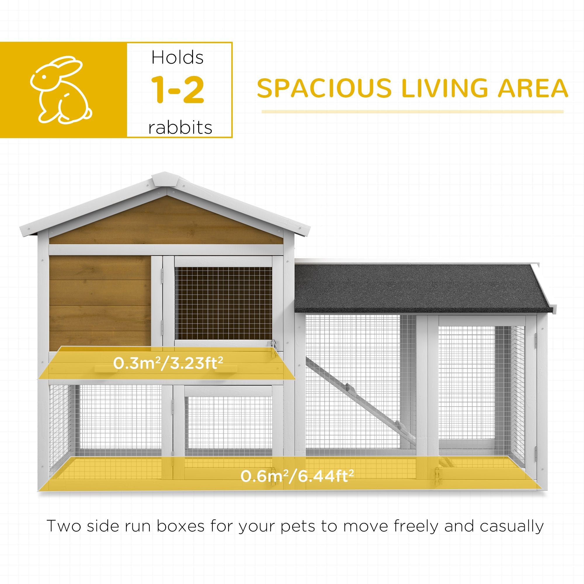 58- furniture-style Rabbit Hutch with Asphalt Roof & Run