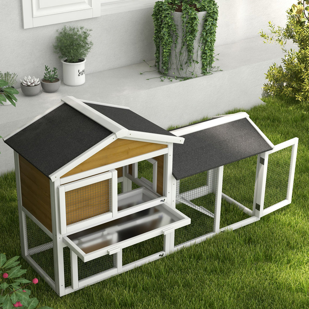 58- furniture-style Rabbit Hutch with Asphalt Roof & Run