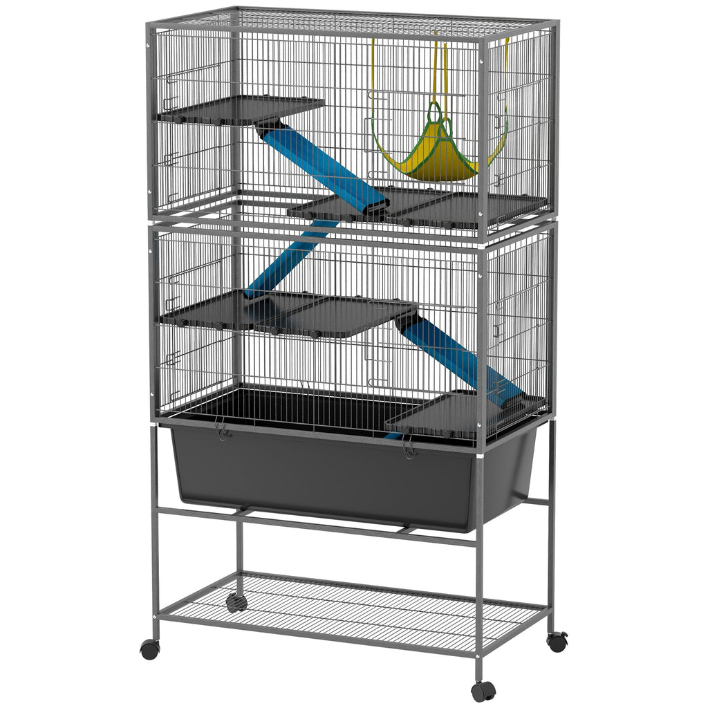 Spacious 5-Tier Ferret Cage with Cozy Hammock & Easy-Clean Tray
