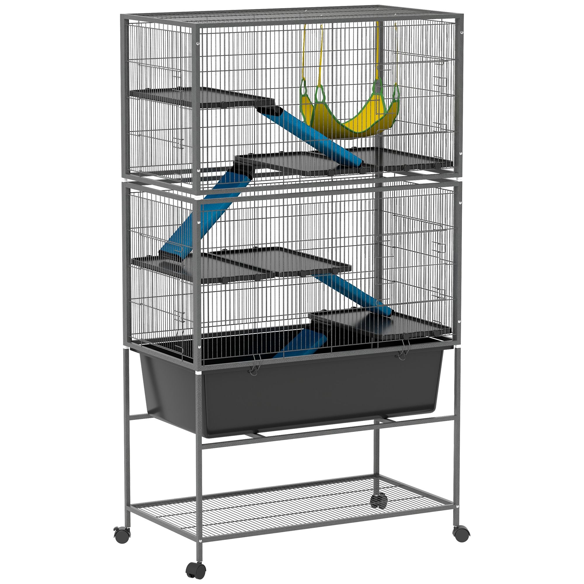 Spacious 5-Tier Ferret Cage with Cozy Hammock & Easy-Clean Tray