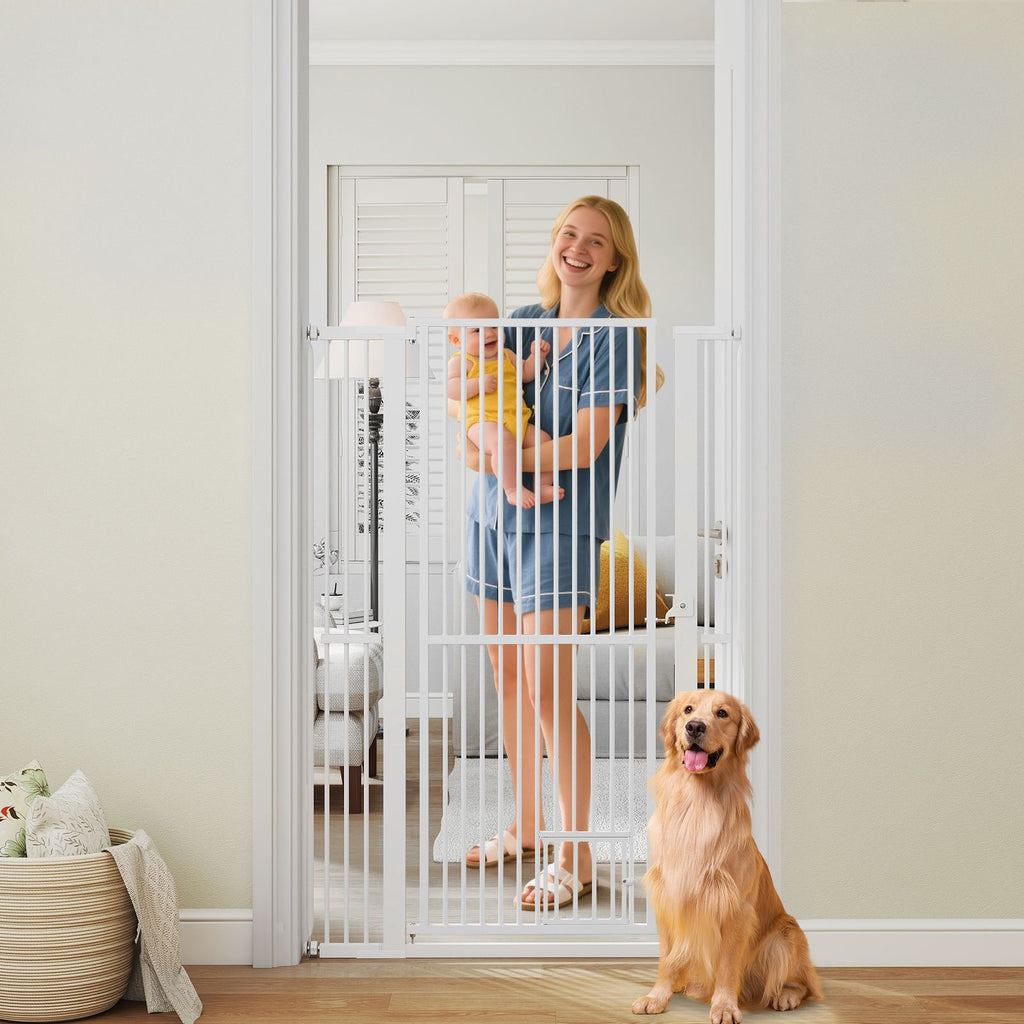 59' Extra Tall Pet Gate Heavy-Duty Metal Cat Gate with Wide Opening
