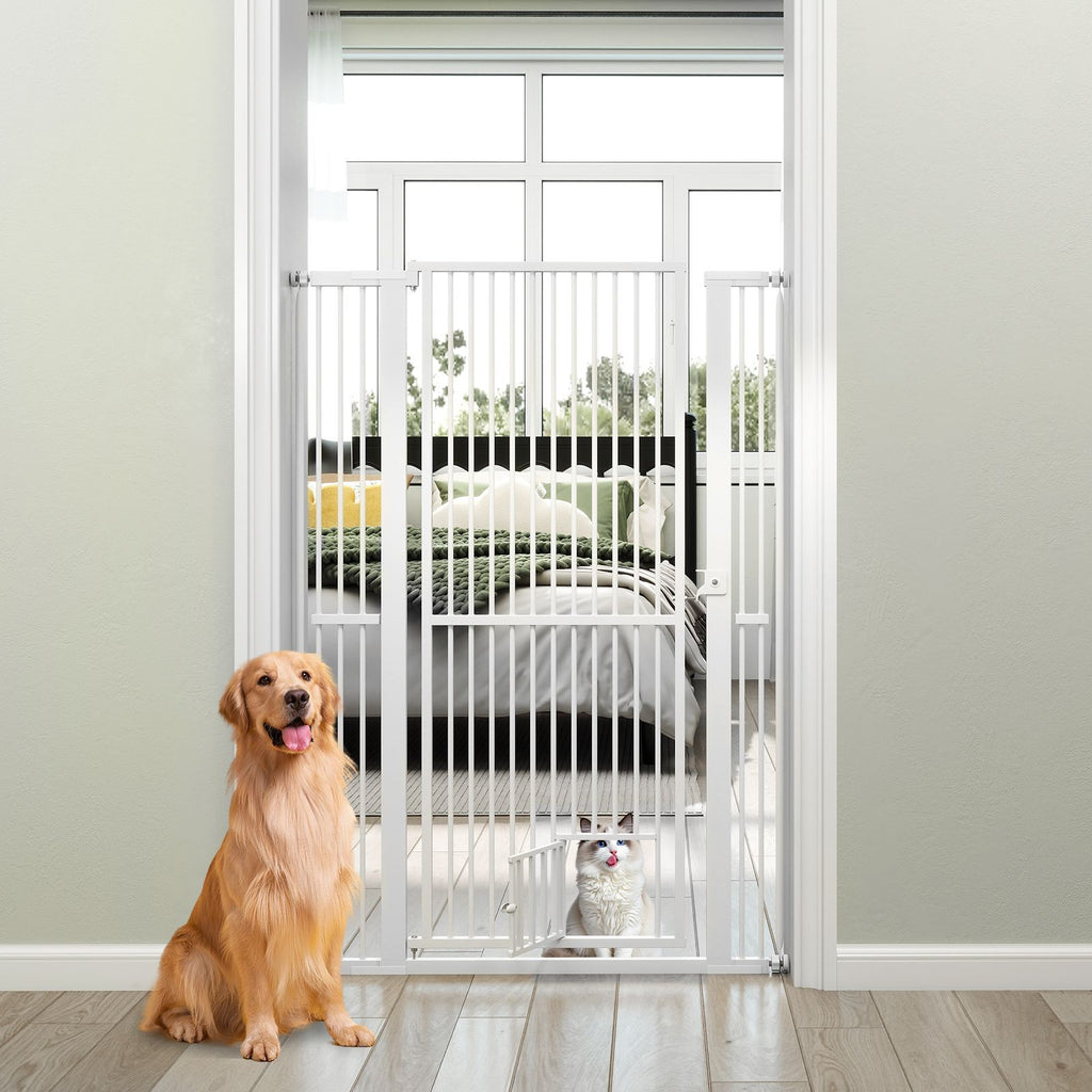 59' Extra Tall Pet Gate Heavy-Duty Metal Cat Gate with Wide Opening