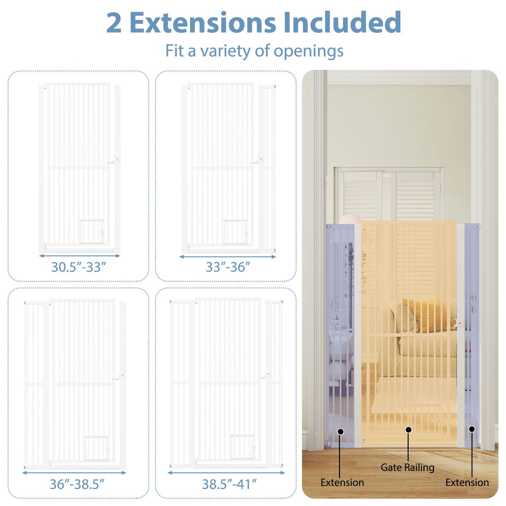 59' Extra Tall Pet Gate Heavy-Duty Metal Cat Gate with Wide Opening