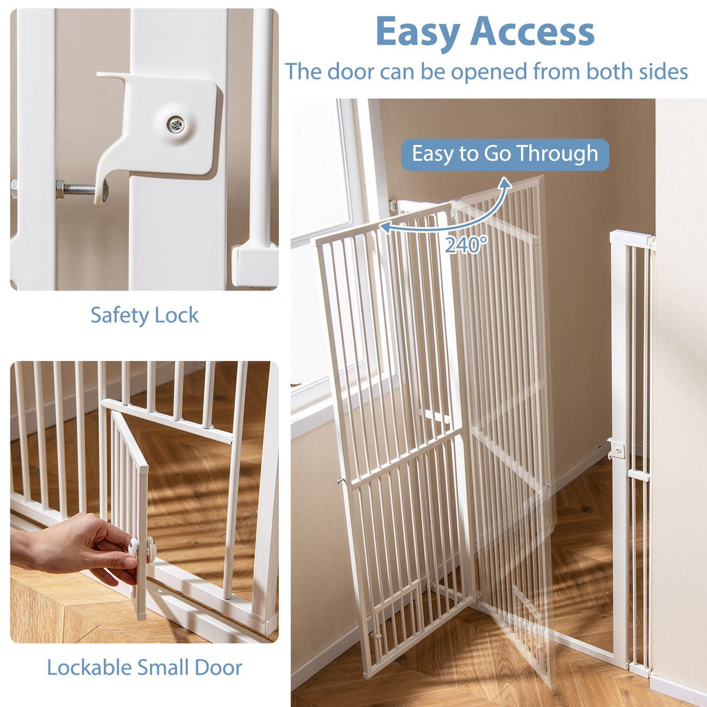 59' Extra Tall Pet Gate Heavy-Duty Metal Cat Gate with Wide Opening