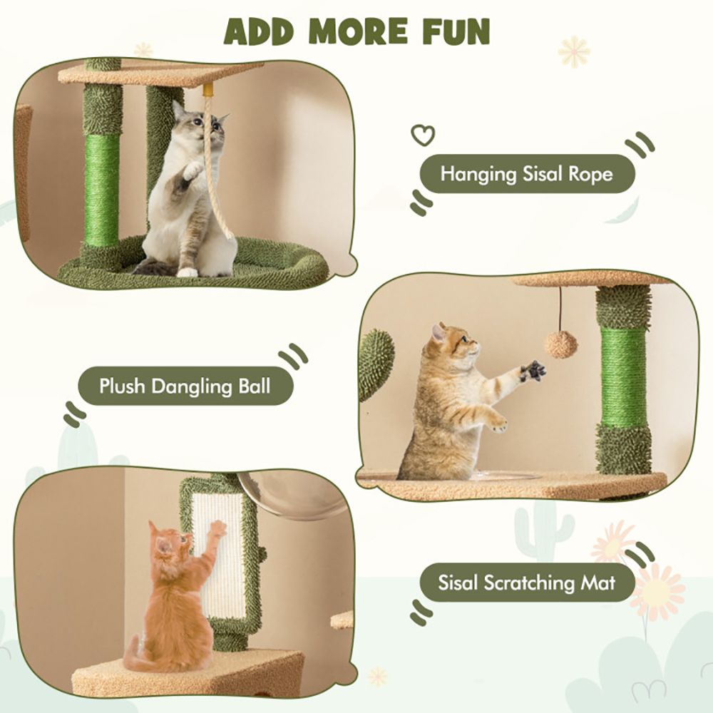 Elevate Your Cat's Playtime with the 59-Inch Cactus Kitty Activity Center
