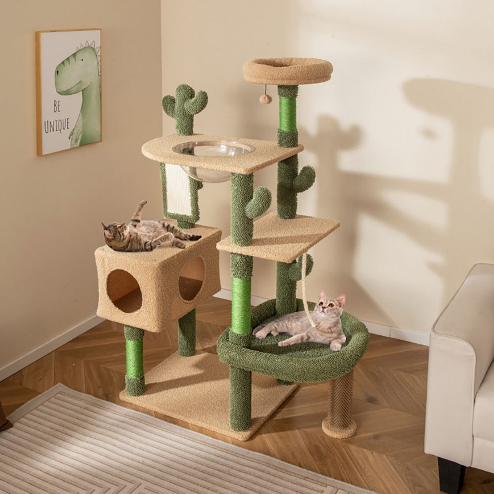 Elevate Your Cat's Playtime with the 59-Inch Cactus Kitty Activity Center
