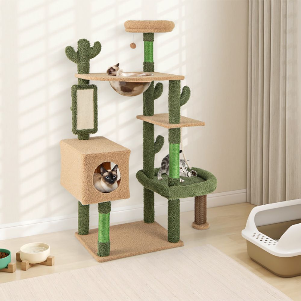 Elevate Your Cat's Playtime with the 59-Inch Cactus Kitty Activity Center