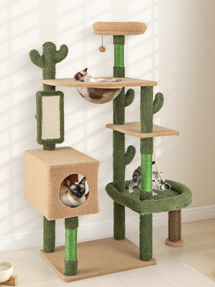 Elevate Your Cat's Playtime with the 59-Inch Cactus Kitty Activity Center