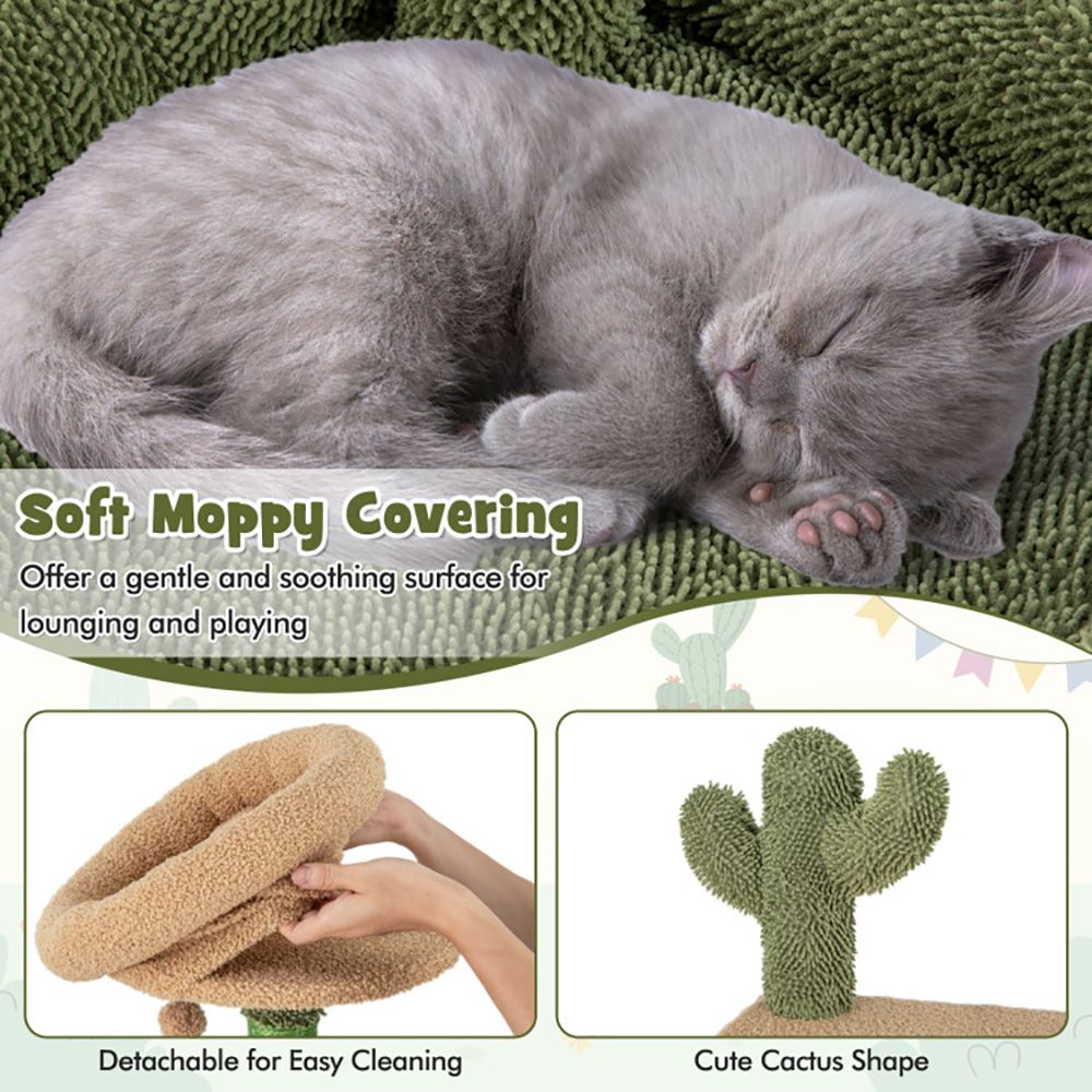Elevate Your Cat's Playtime with the 59-Inch Cactus Kitty Activity Center