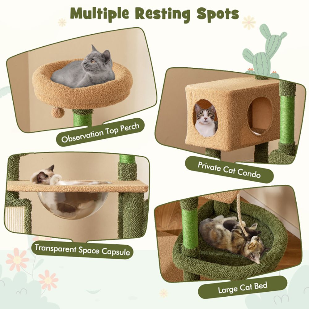 Elevate Your Cat's Playtime with the 59-Inch Cactus Kitty Activity Center
