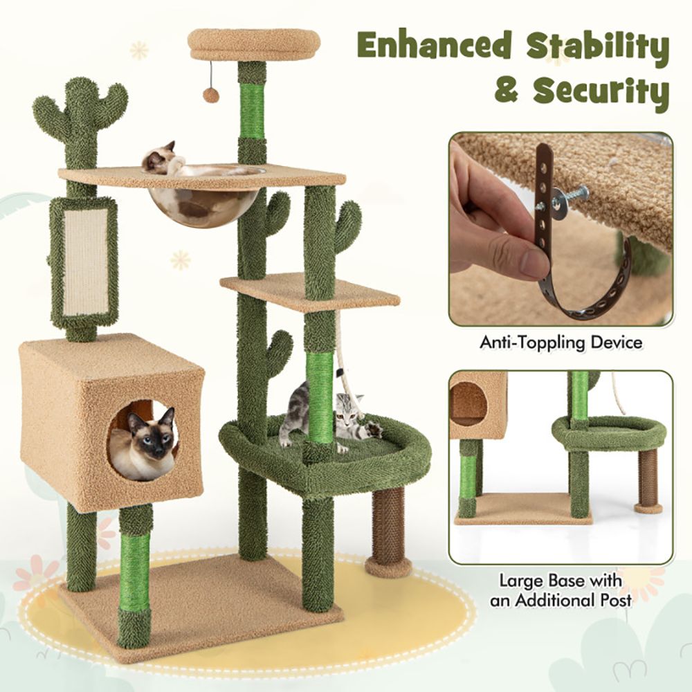 Elevate Your Cat's Playtime with the 59-Inch Cactus Kitty Activity Center