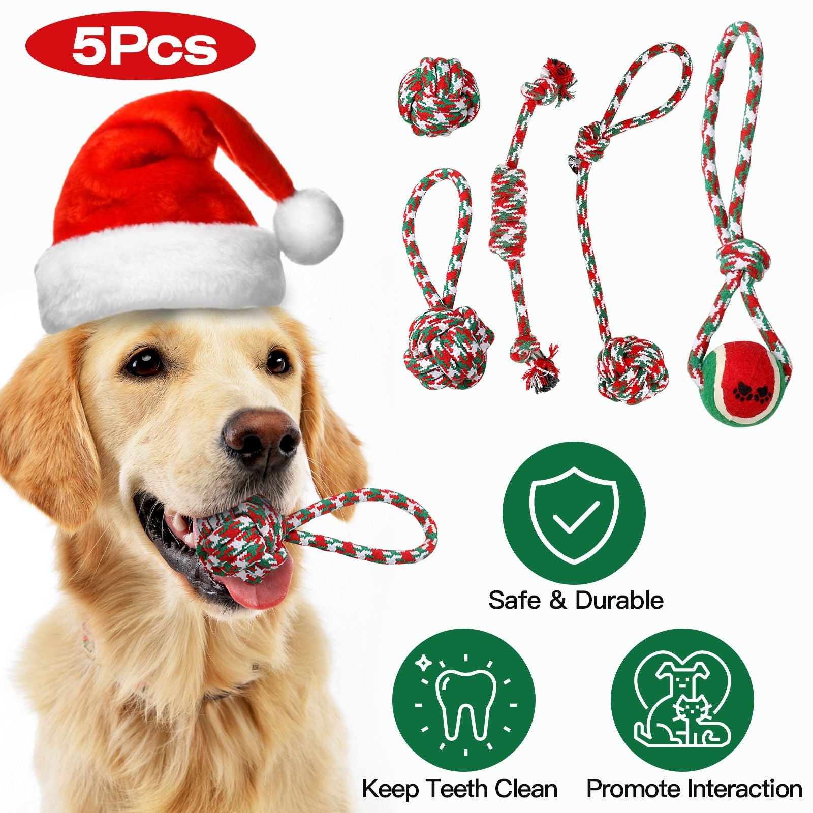 Christmas Dog Rope Chew Toys Set - Festive & everyday Interactive Play