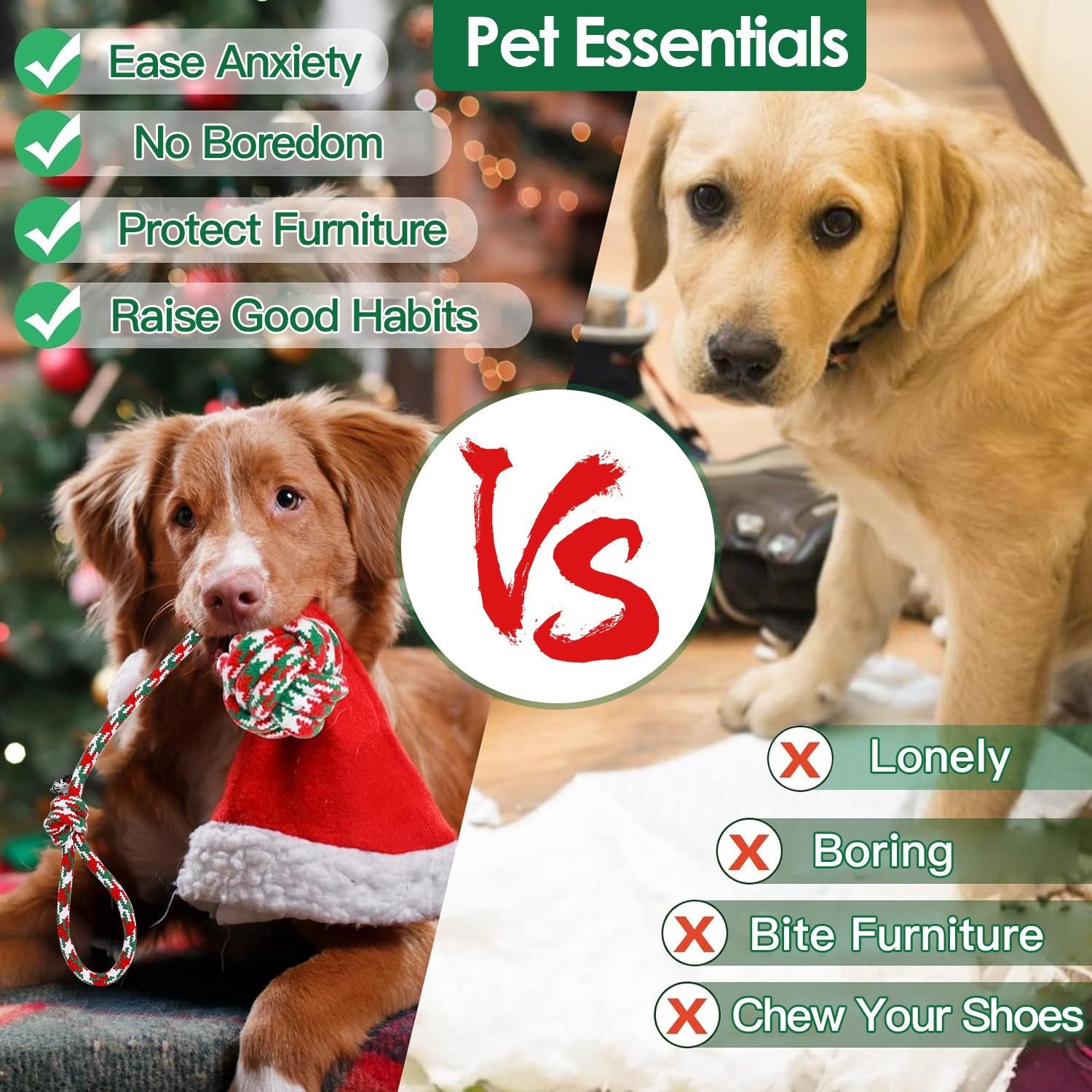 Christmas Dog Rope Chew Toys Set - Festive & everyday Interactive Play