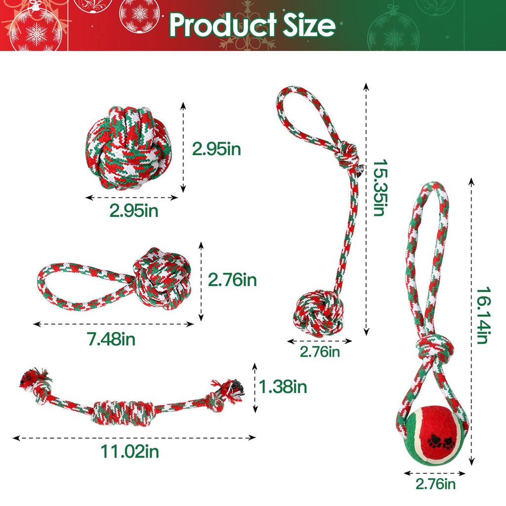 Christmas Dog Rope Chew Toys Set - Festive & everyday Interactive Play