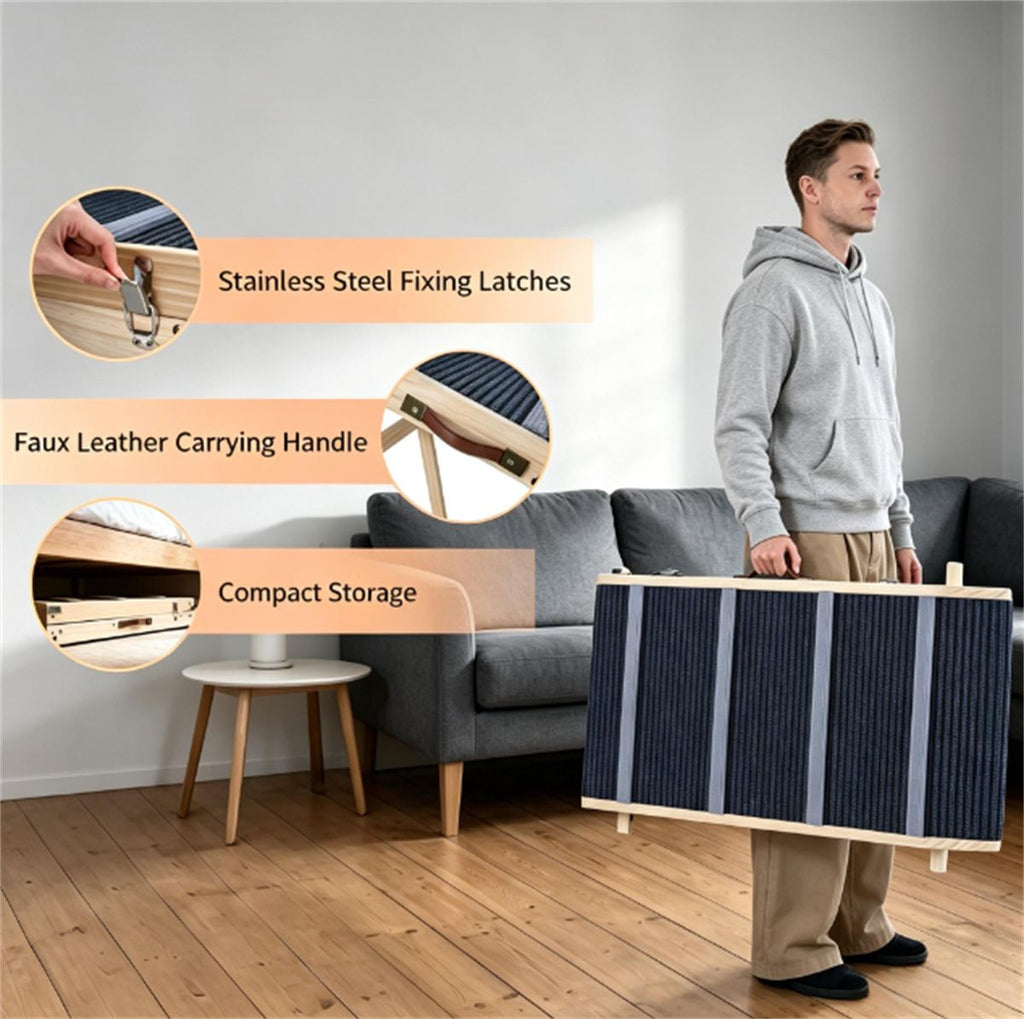 6-Level Adjustable Foldable Pet Ramp , Solid Pine Wood Non-Slip Dog Stairs with Side Rails, 145 lbs Heavy Duty Pet Step for Senior Dogs & Pets with Mobility Issues