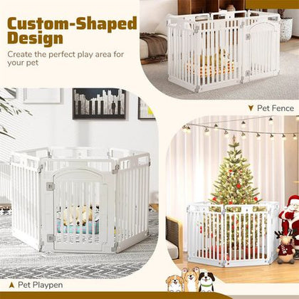 Convertible 6-Panel Dog Playpen: Fence or Pen with Lockable Door & Easy Setup
