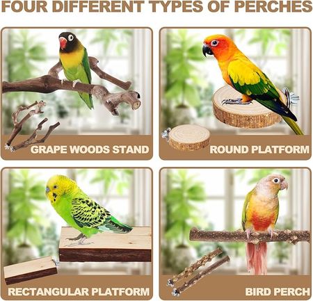 Safe Natural furniture-style Bird Perch Set for Small Birds