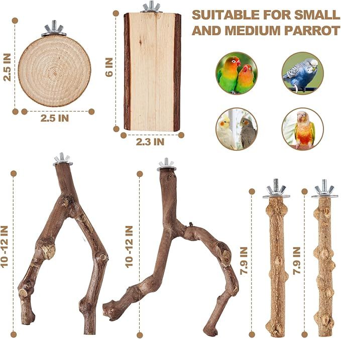 Safe Natural furniture-style Bird Perch Set for Small Birds
