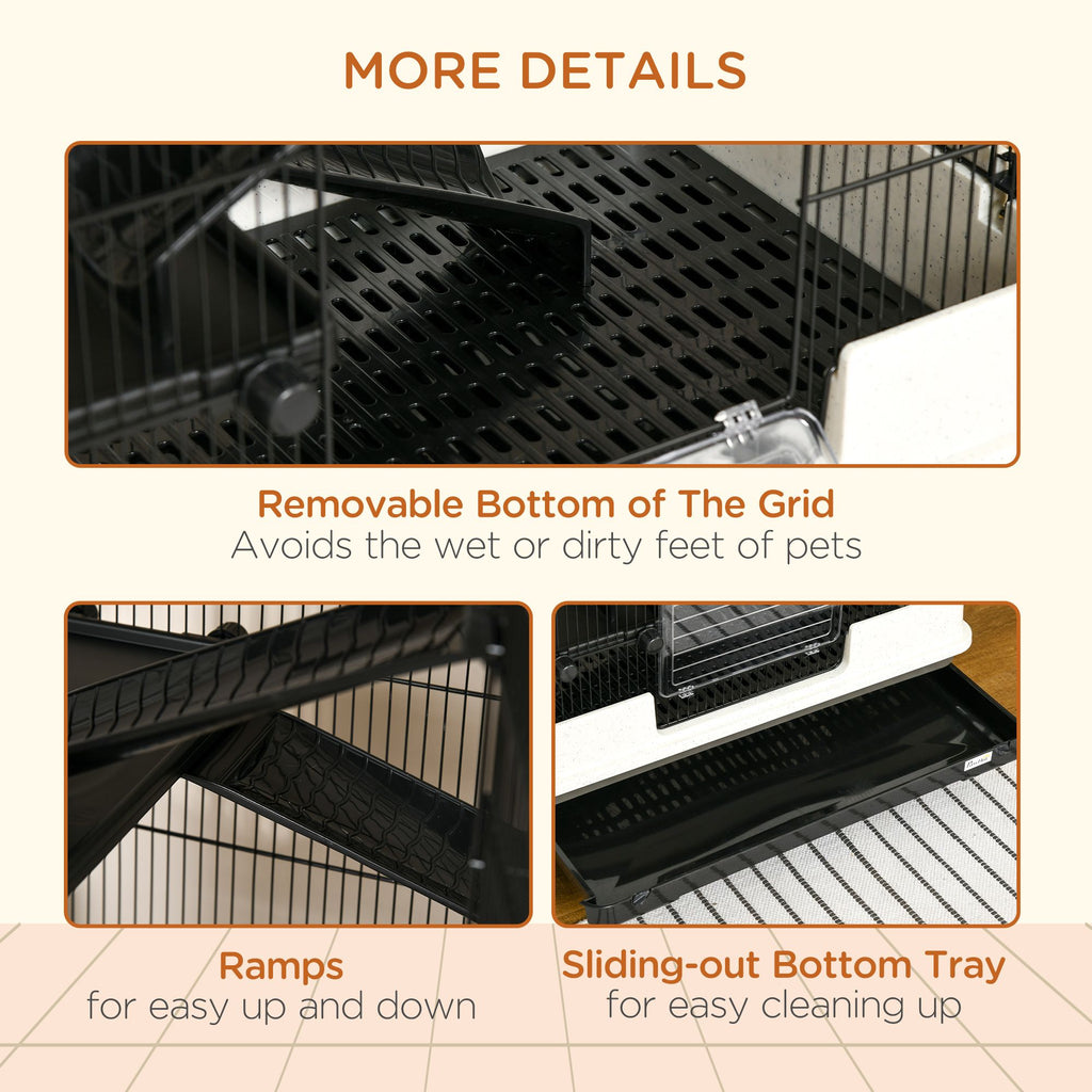 6-Tier Small Animal Cage with Wheels, Removable Trays, and Ramp