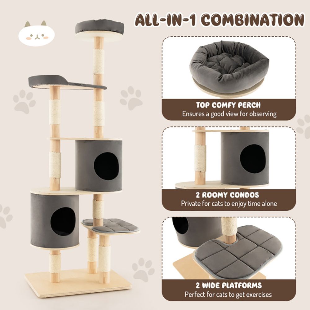 Ultimate 6-Tier Cat Tree with Cozy Condos and Scratching Posts