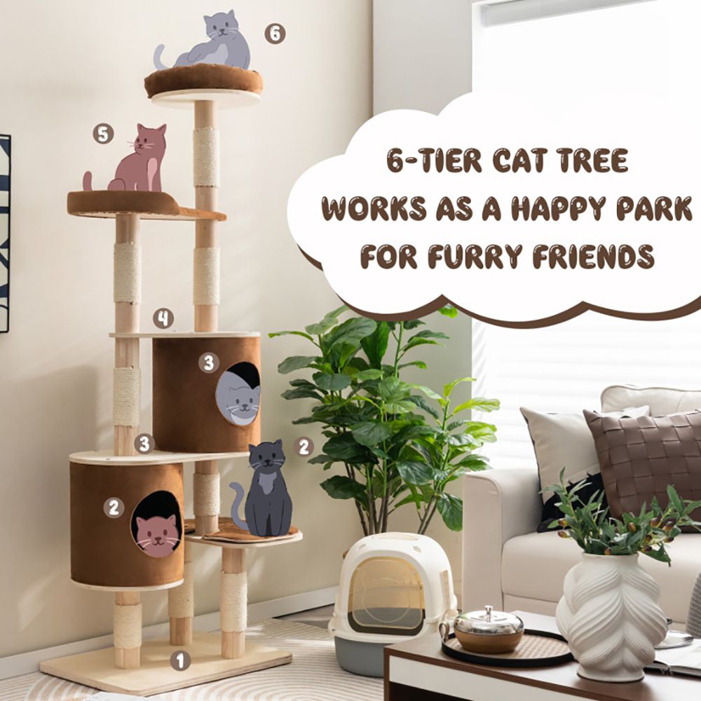 Ultimate 6-Tier Cat Tree with Cozy Condos and Scratching Posts