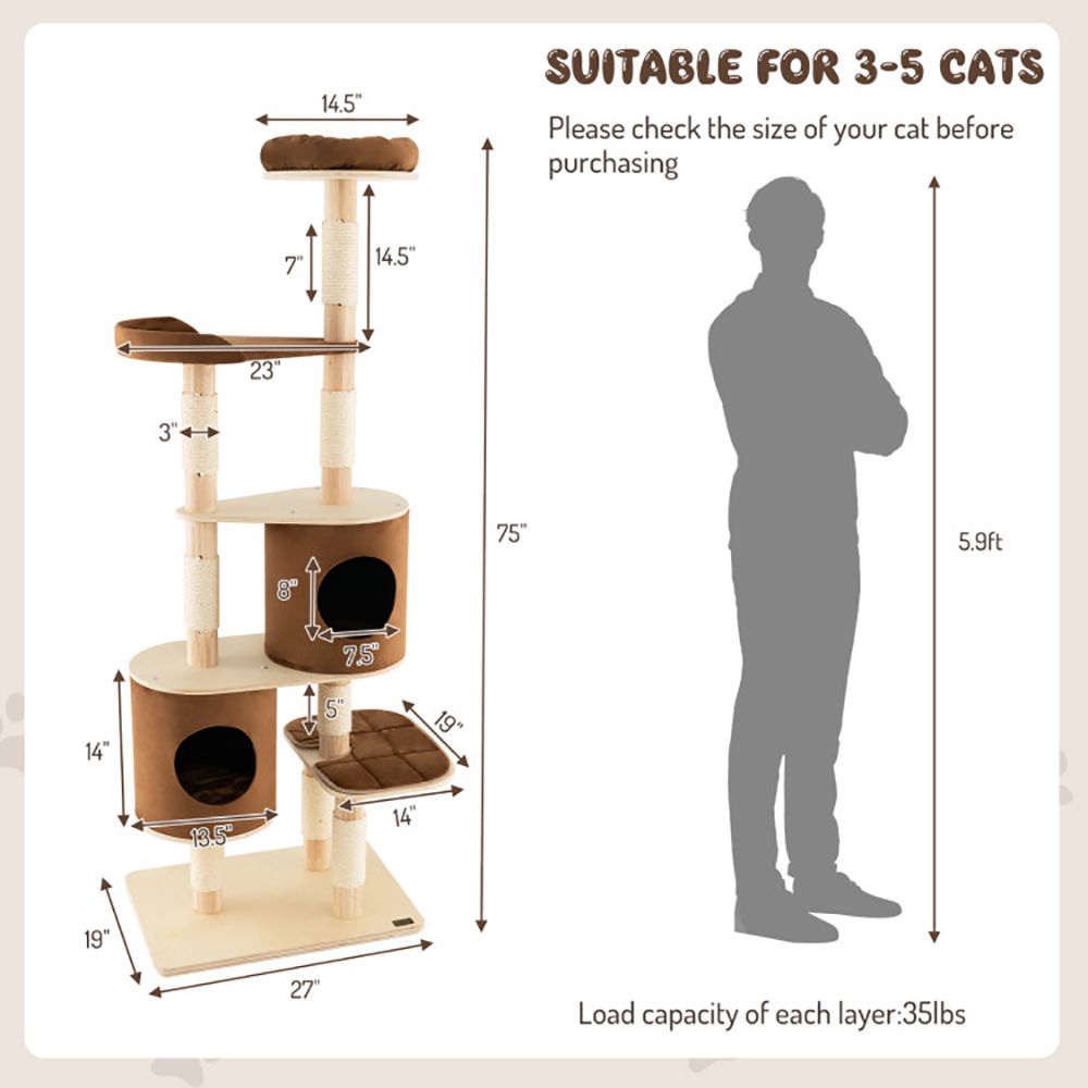 Ultimate 6-Tier Cat Tree with Cozy Condos and Scratching Posts