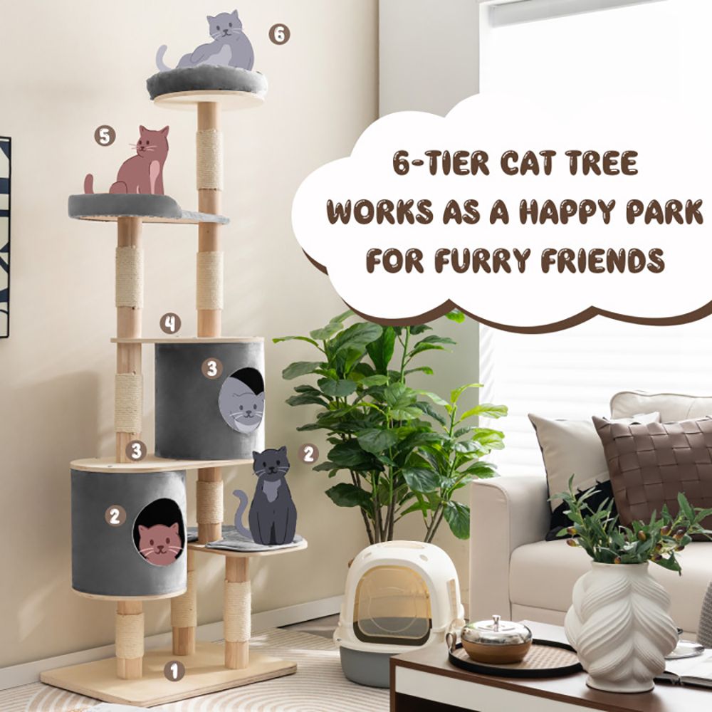 Ultimate 6-Tier Cat Tree with Cozy Condos and Scratching Posts