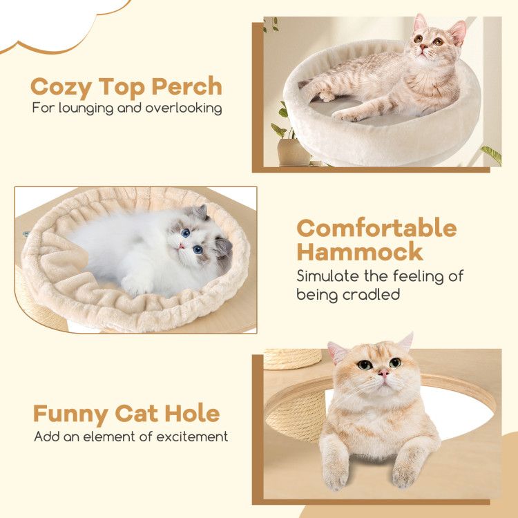 60 Inches Tall Cat Tree with 2-Story Condo and Sisal Scratching Posts
