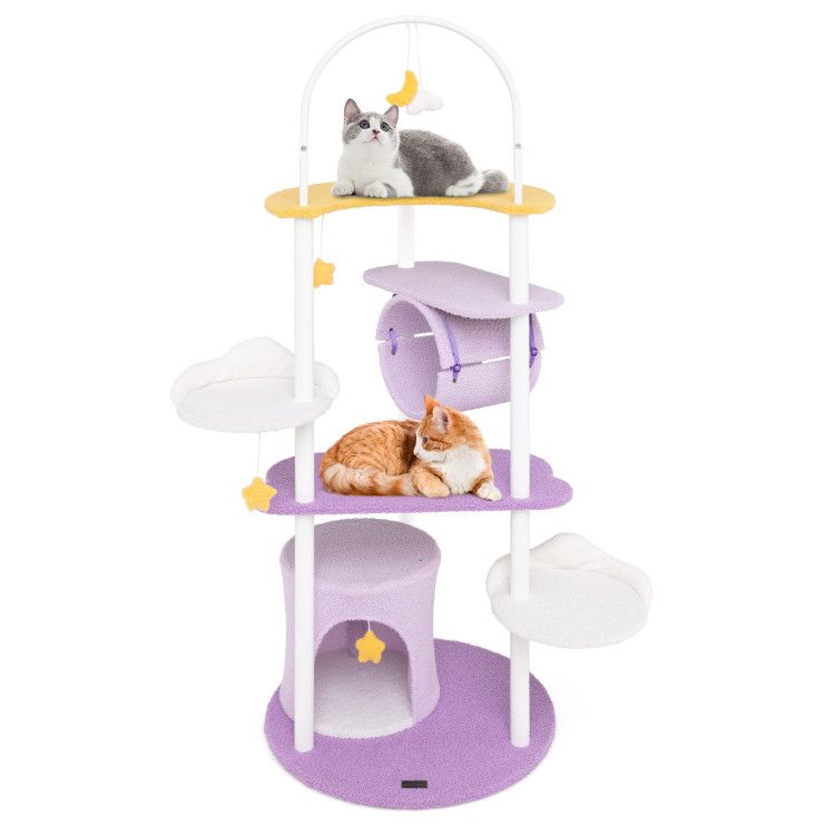 62 Inches Large Cat Tower with Metal Frame and Jumping Platforms – image 5