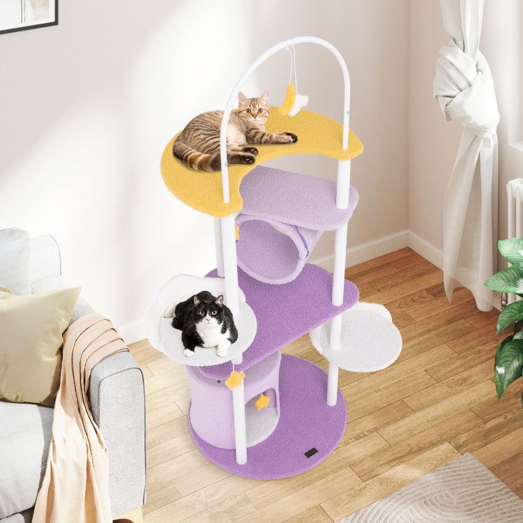 62 Inches Large Cat Tower with Metal Frame and Jumping Platforms – image 8