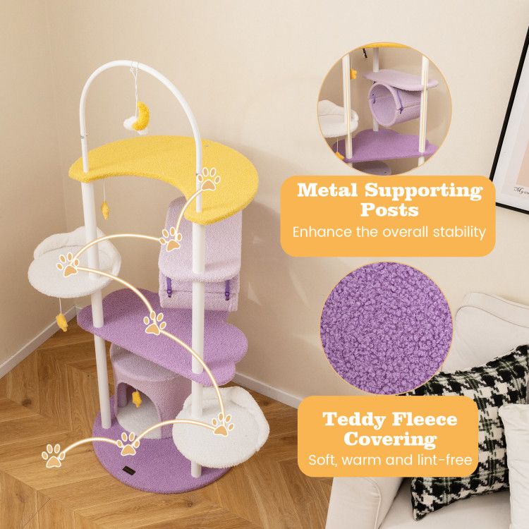 62 Inches Large Cat Tower with Metal Frame and Jumping Platforms – image 10