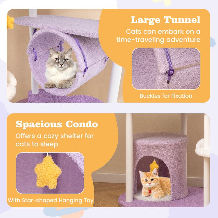62 Inches Large Cat Tower with Metal Frame and Jumping Platforms – image 9