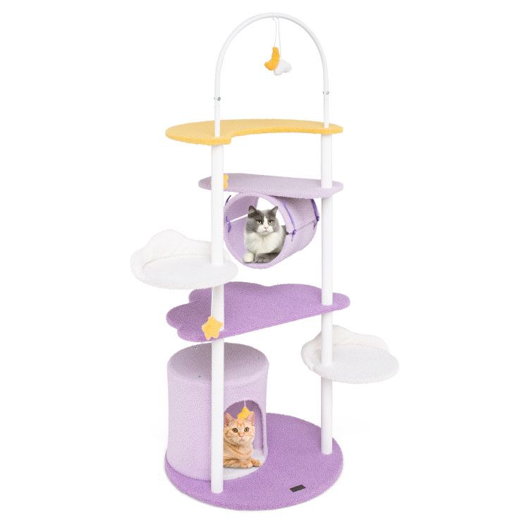 62 Inches Large Cat Tower with Metal Frame and Jumping Platforms – image 2