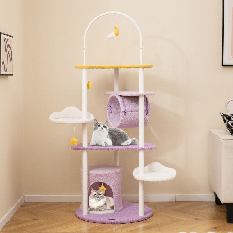 62 Inches Large Cat Tower with Metal Frame and Jumping Platforms – image 7