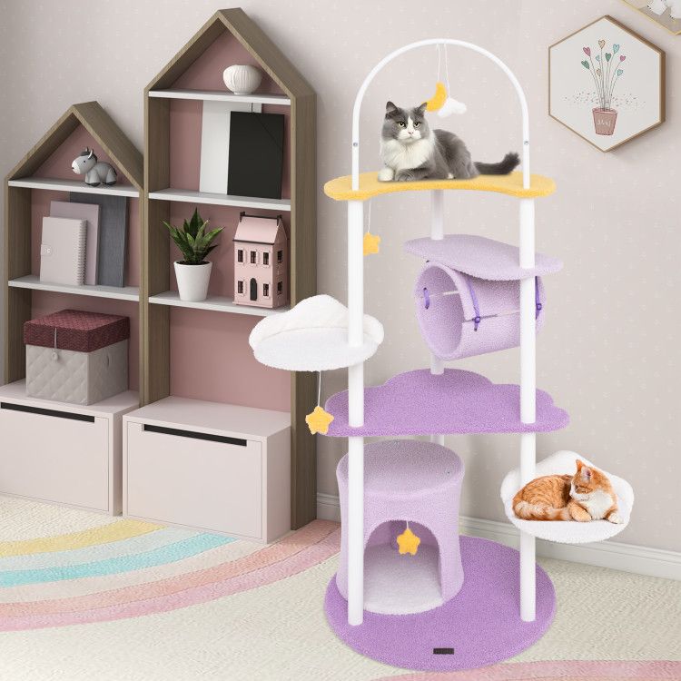 62 Inches Large Cat Tower with Metal Frame and Jumping Platforms – image 4