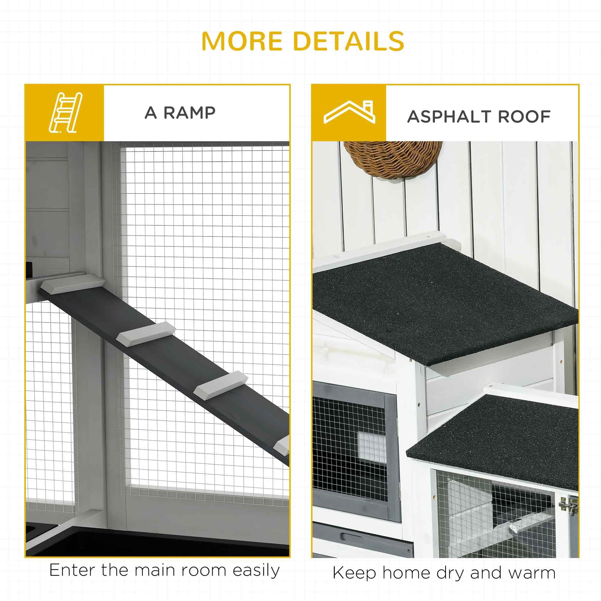 Spacious 62" furniture-style Rabbit Hutch with Run Area and Asphalt Roof
