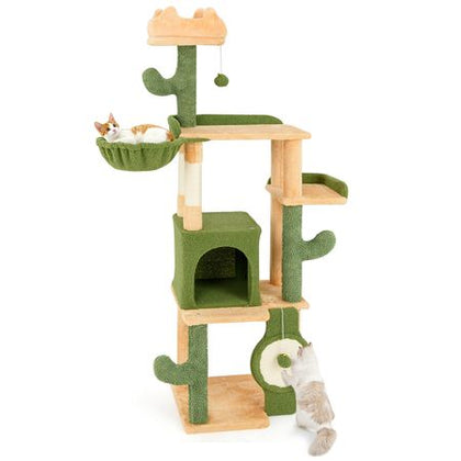 63 Cactus Cat Tree with Sisal Scratching Posts & Board for Indoor Cats