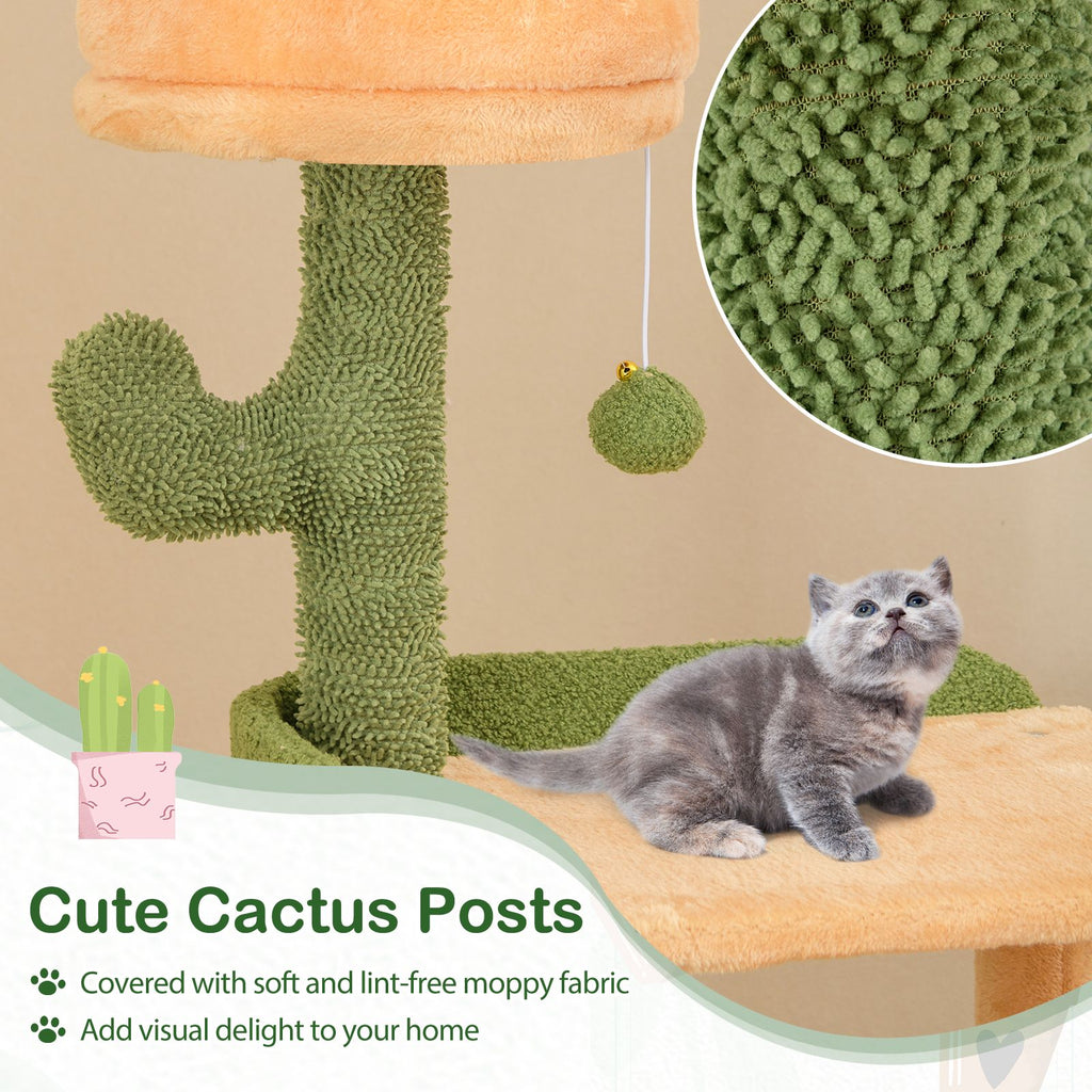 63 Cactus Cat Tree with Sisal Scratching Posts & Board for Indoor Cats