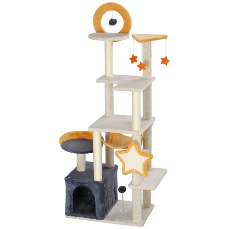 63 Moon & Star Themed Cat Tree with Scratching Posts and Cozy Condo – image 1