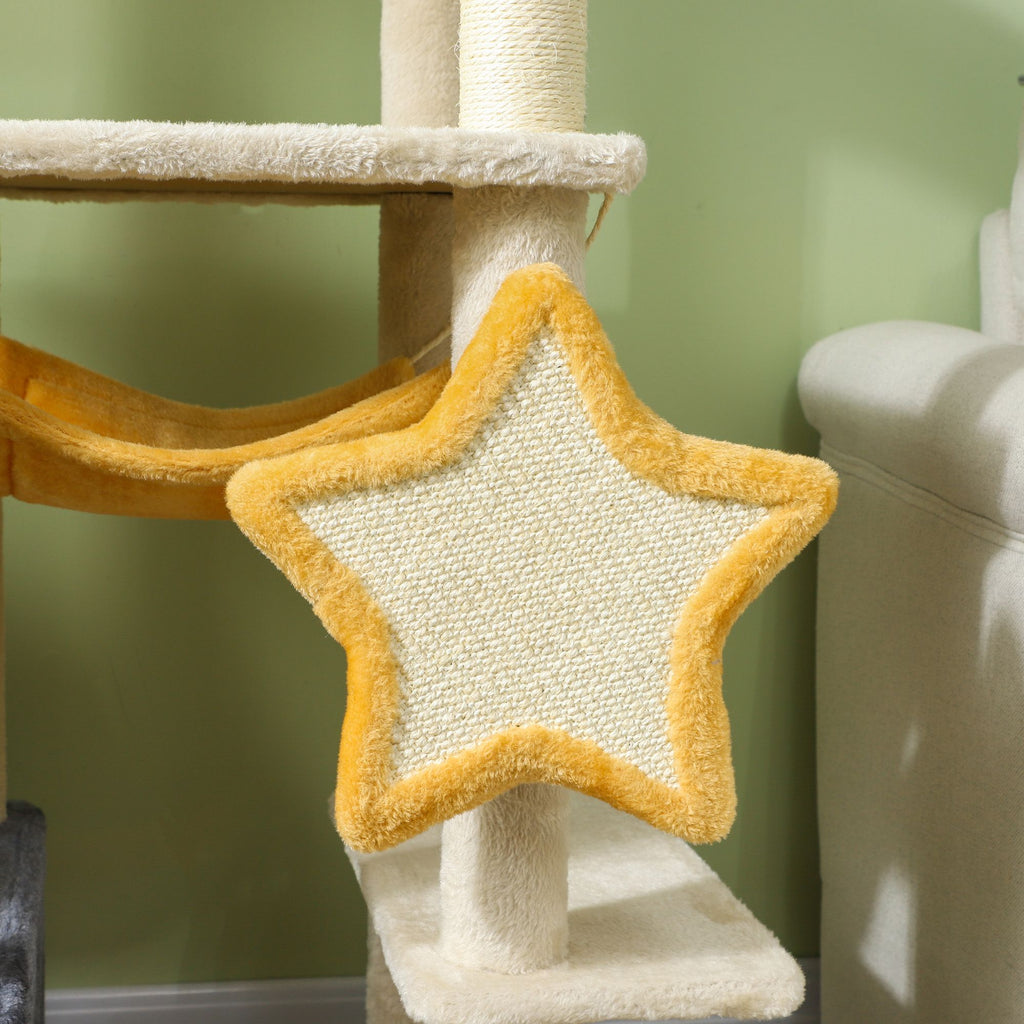 63 Moon & Star Themed Cat Tree with Scratching Posts and Cozy Condo
