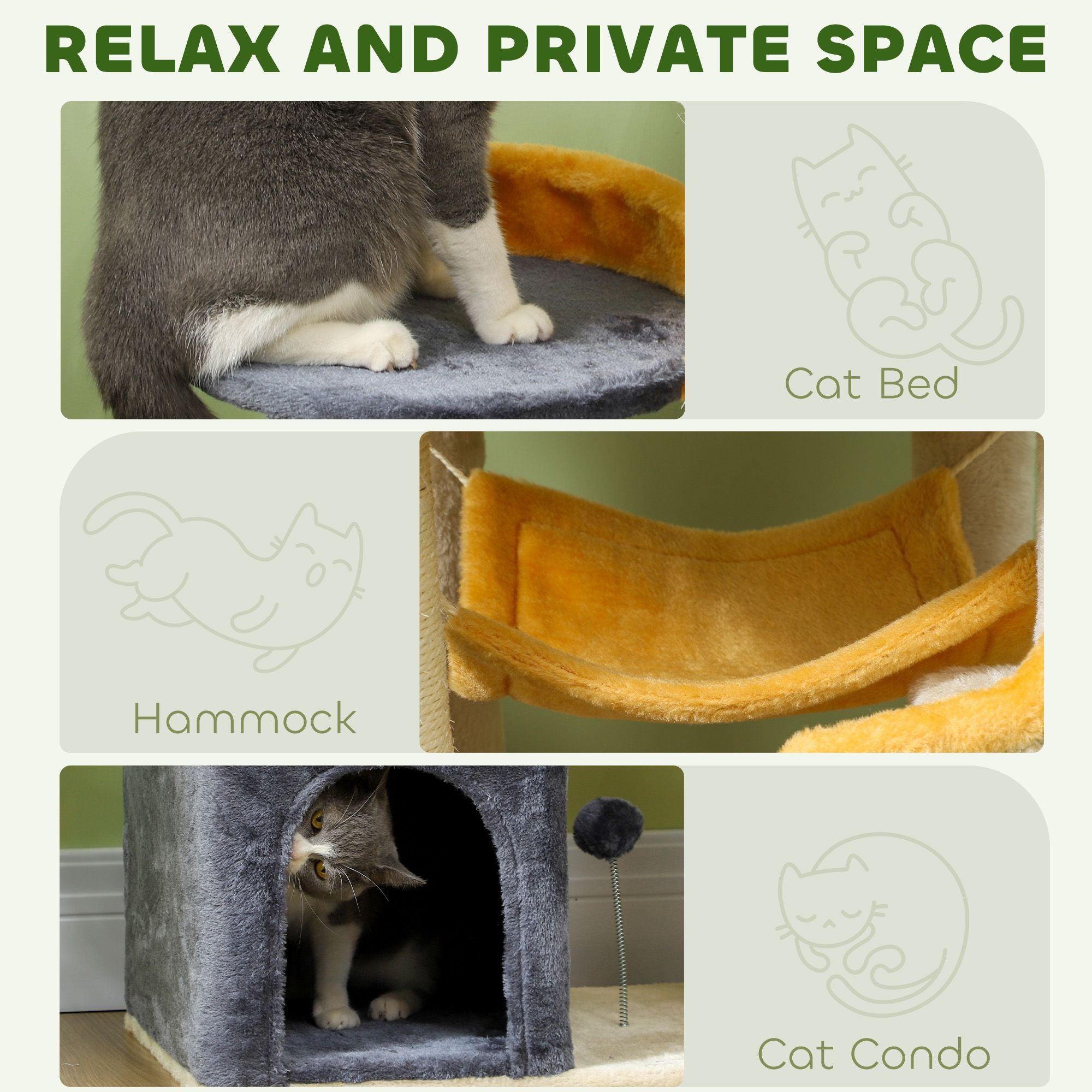 63 Moon & Star Themed Cat Tree with Scratching Posts and Cozy Condo