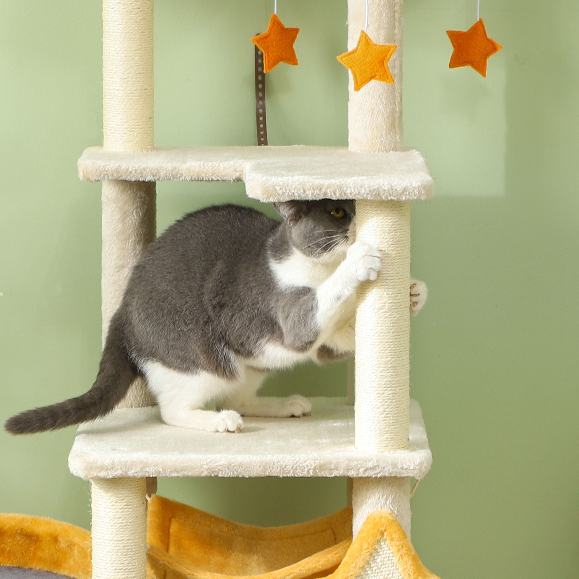 63 Moon & Star Themed Cat Tree with Scratching Posts and Cozy Condo