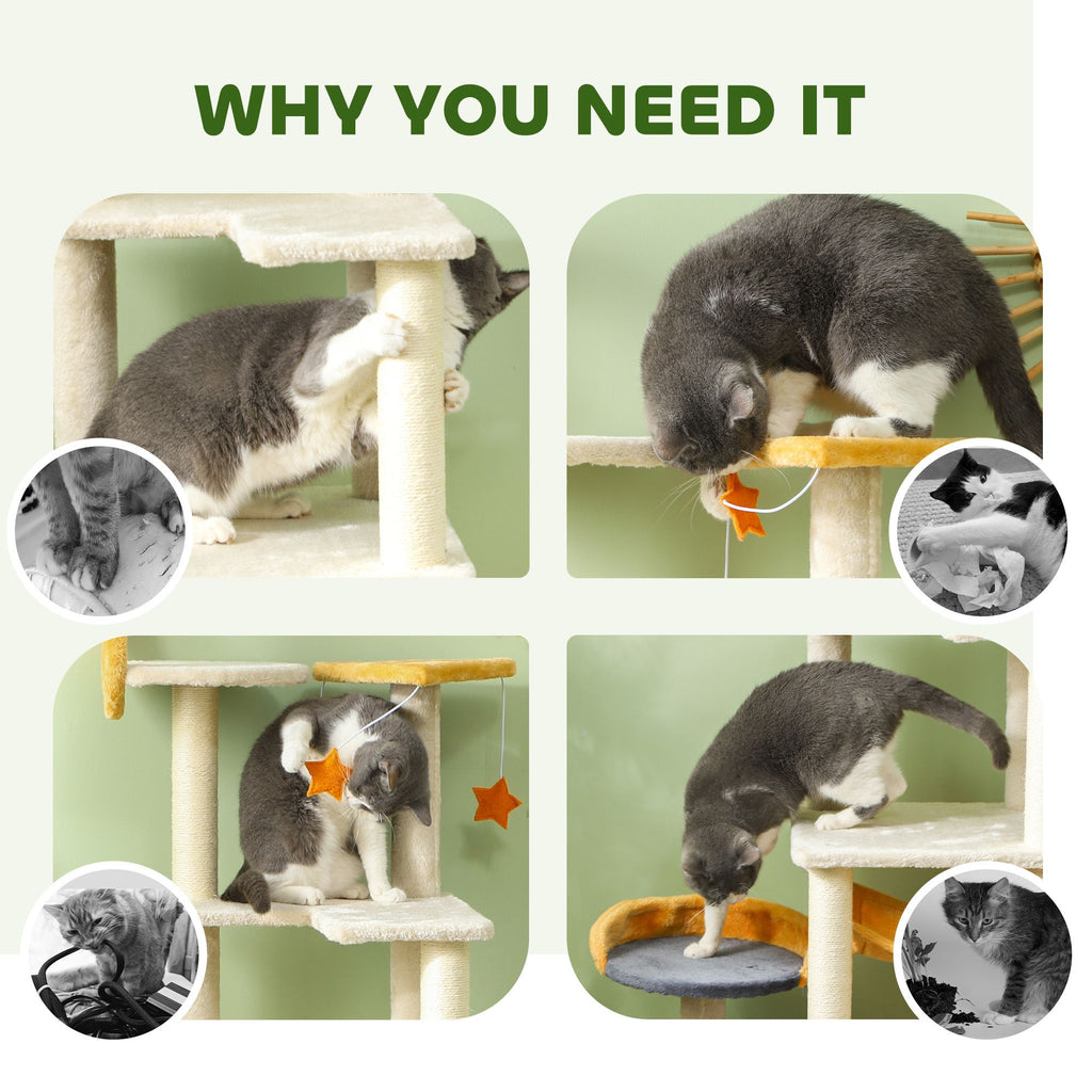 63 Moon & Star Themed Cat Tree with Scratching Posts and Cozy Condo