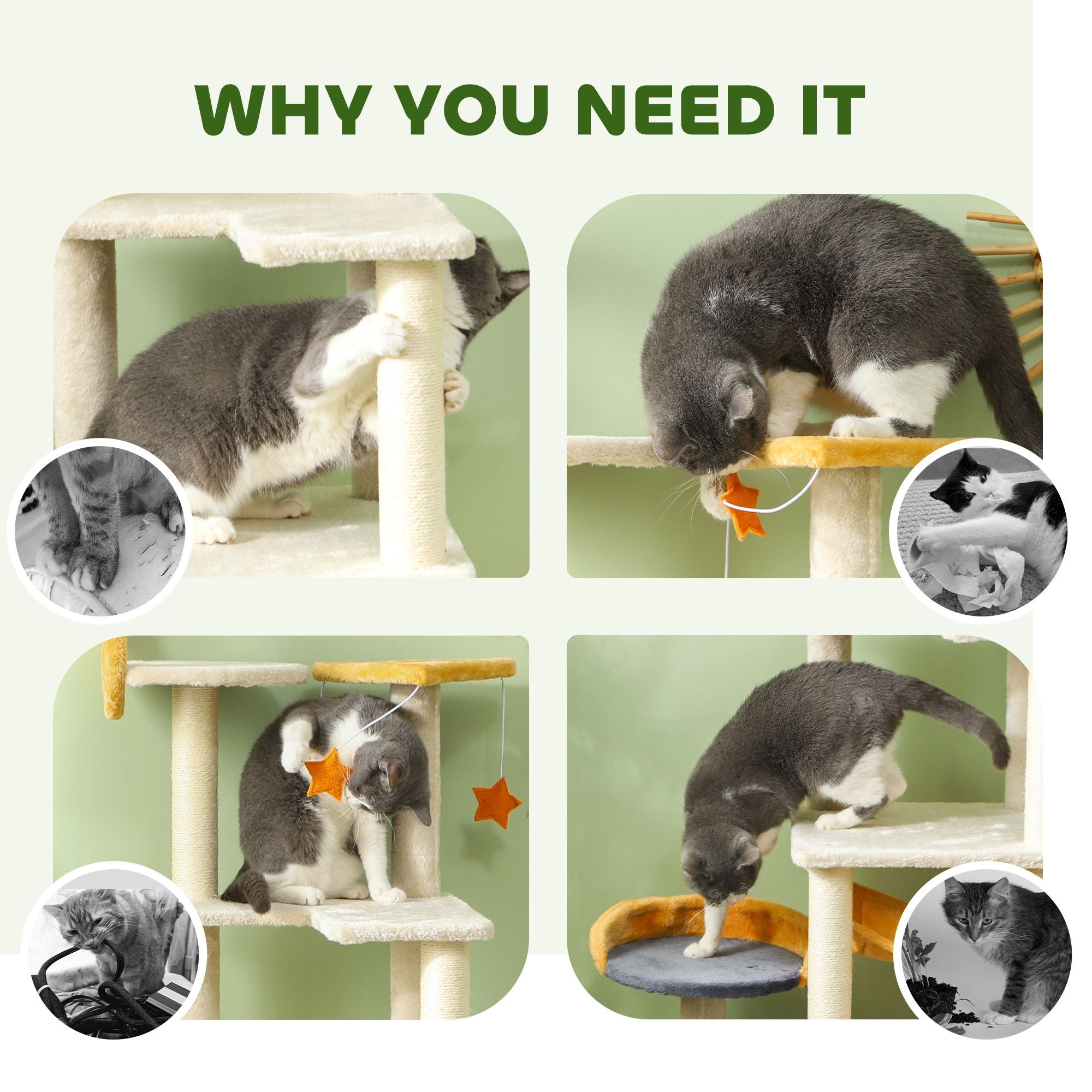 63 Moon & Star Themed Cat Tree with Scratching Posts and Cozy Condo