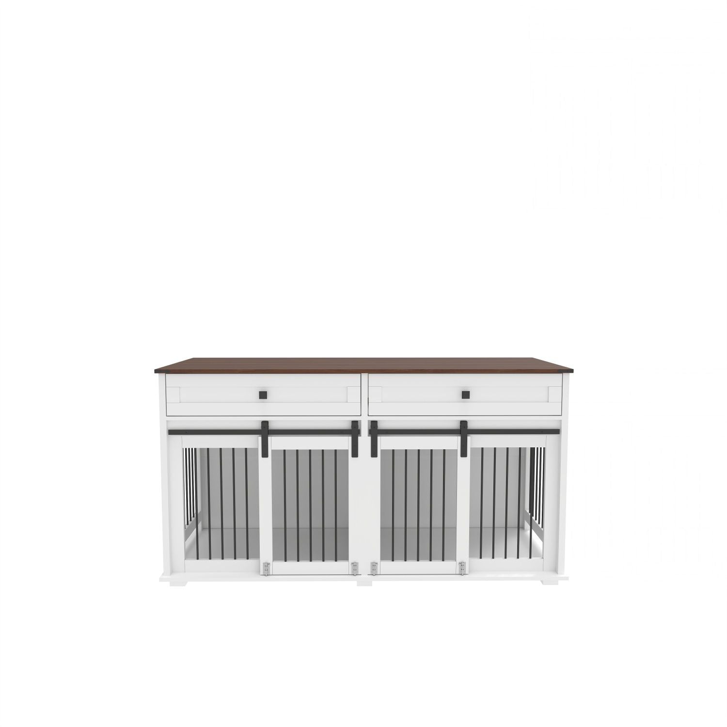 Rustic Furniture Style Double Dog Kennel with Storage Drawers