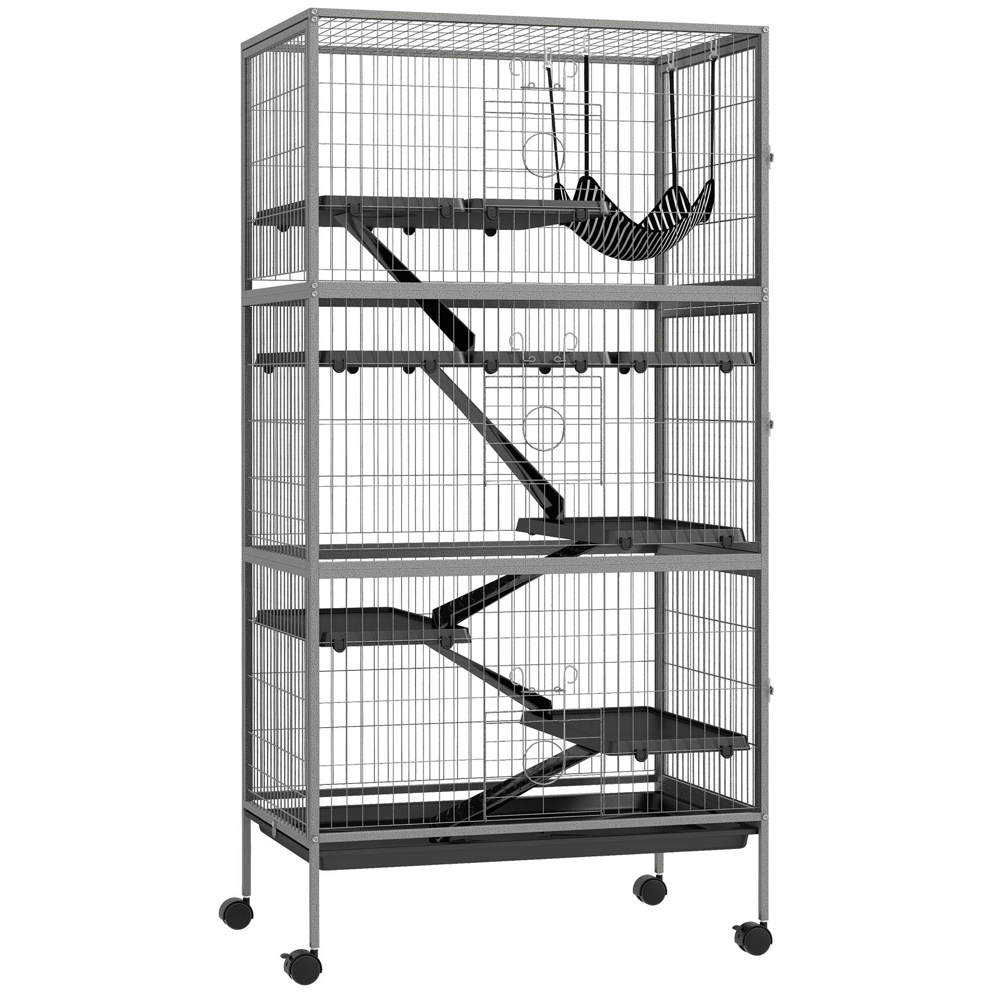 63- Tall Mobile Small Animal Habitat with Hammock for Ferrets and Chinchillas