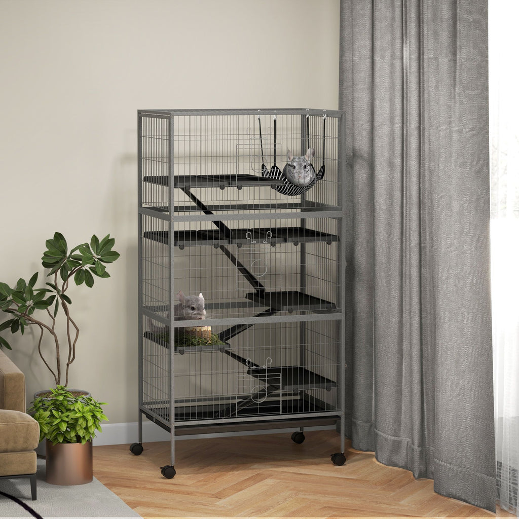 63- Tall Mobile Small Animal Habitat with Hammock for Ferrets and Chinchillas